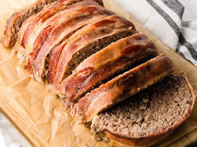 Keto Bacon Wrapped Beef Meatloaf